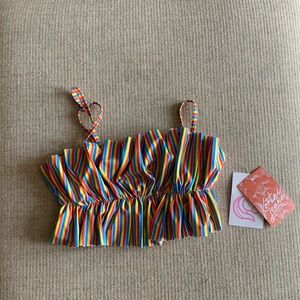NWT Kortni Jeane Ruffle Swim Top